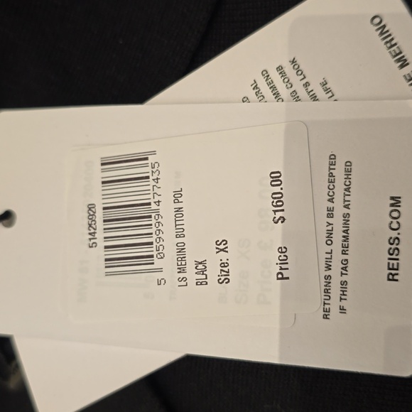 🖤BUY 2 GET 1 FREE Reiss Black Long Sleeve Polo Shirt - Picture 12 of 14